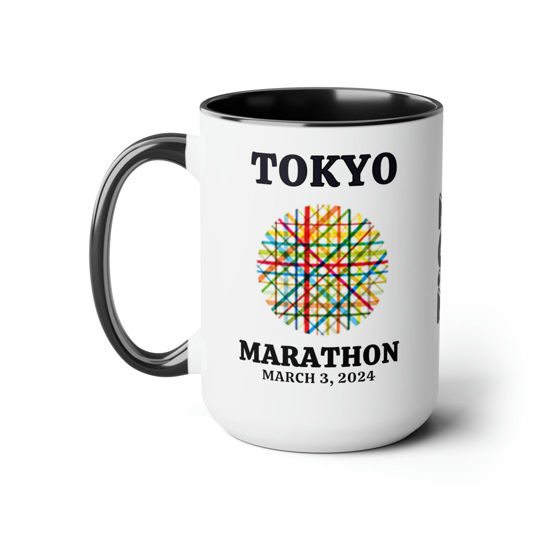 Tokyo Bib Cup, Two-Tone Coffee Mugs, 15oz, Tokyo Runner, Gift for Tokyo Runner, Tokyo Bib Mug, 2024 Major Marathons