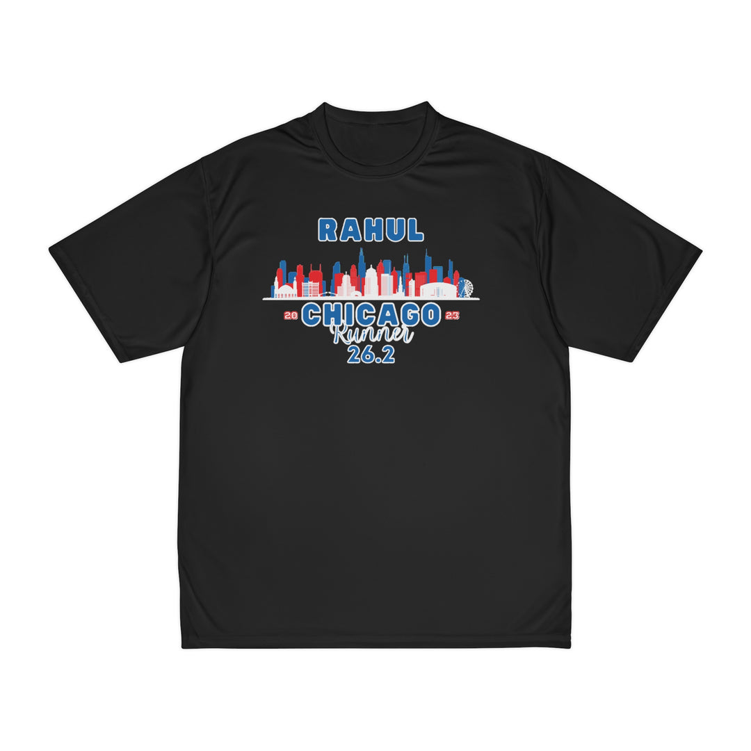 Chicago Race Day Shirt, Chicago Skyline, Men's Performance Tee, Marathon Training, 26.2, Personalize Marathon Shirt, Chicago Athletic Shirt