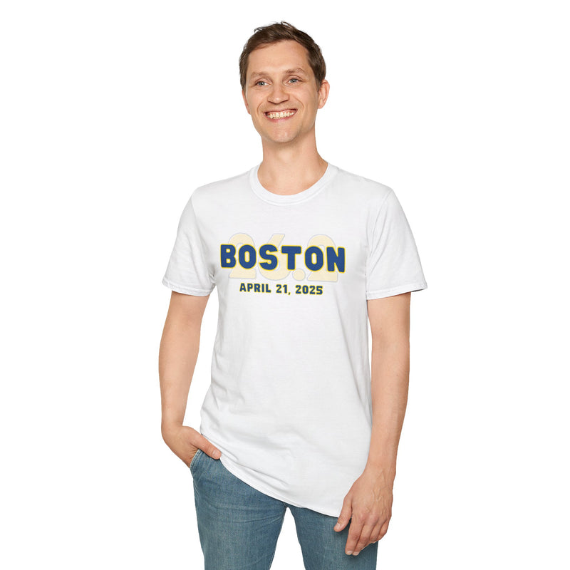 Boston Runner, 26.2, Unisex Softstyle T-Shirt, 2025 Boston, Custom Tee, Marathon Runner Tee