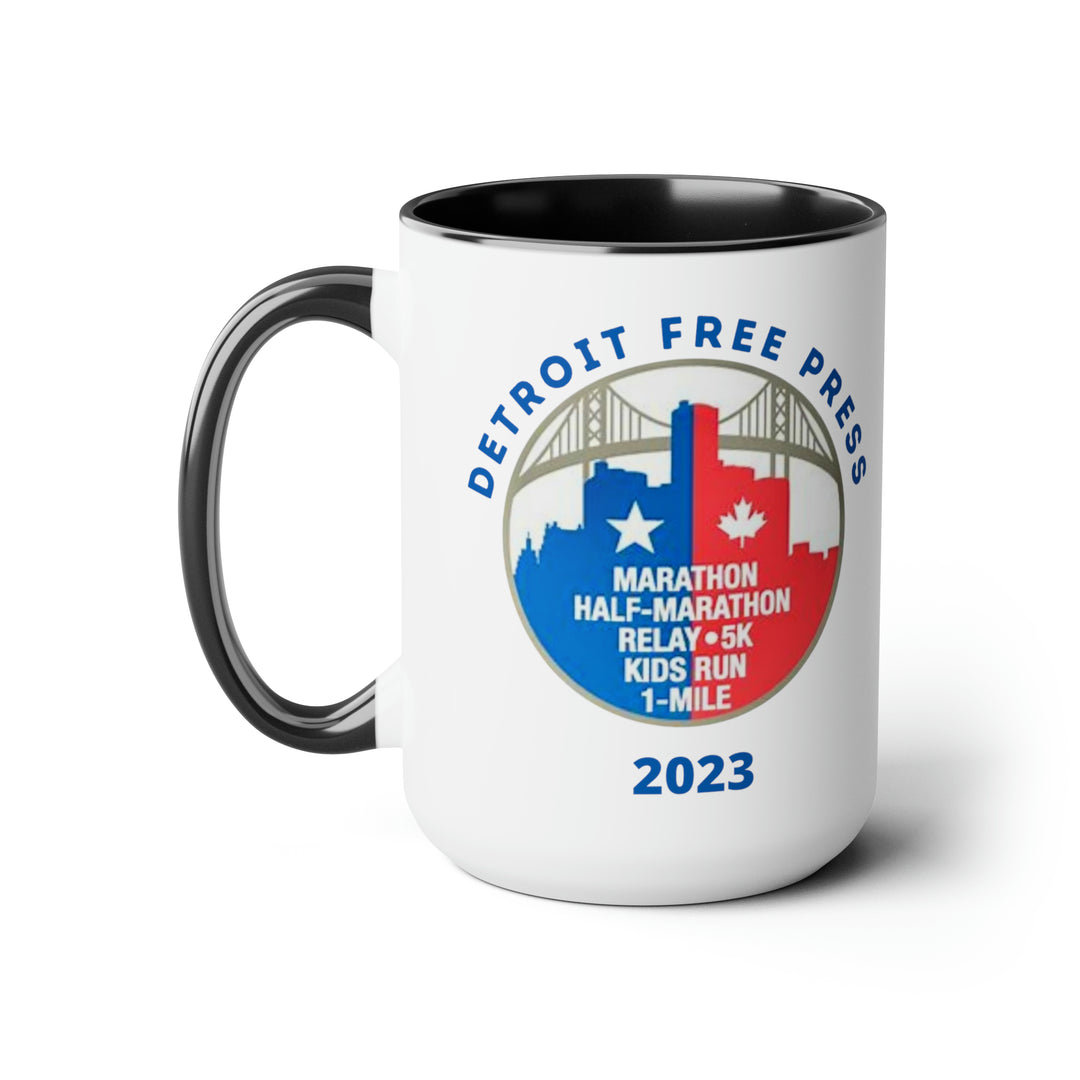 Detroit Bib Mug, 2023 Marathon Custom Bib Cup, Detroit Free Press, Personalize Marathon Bib Cup, 15oz, Marathon Gift