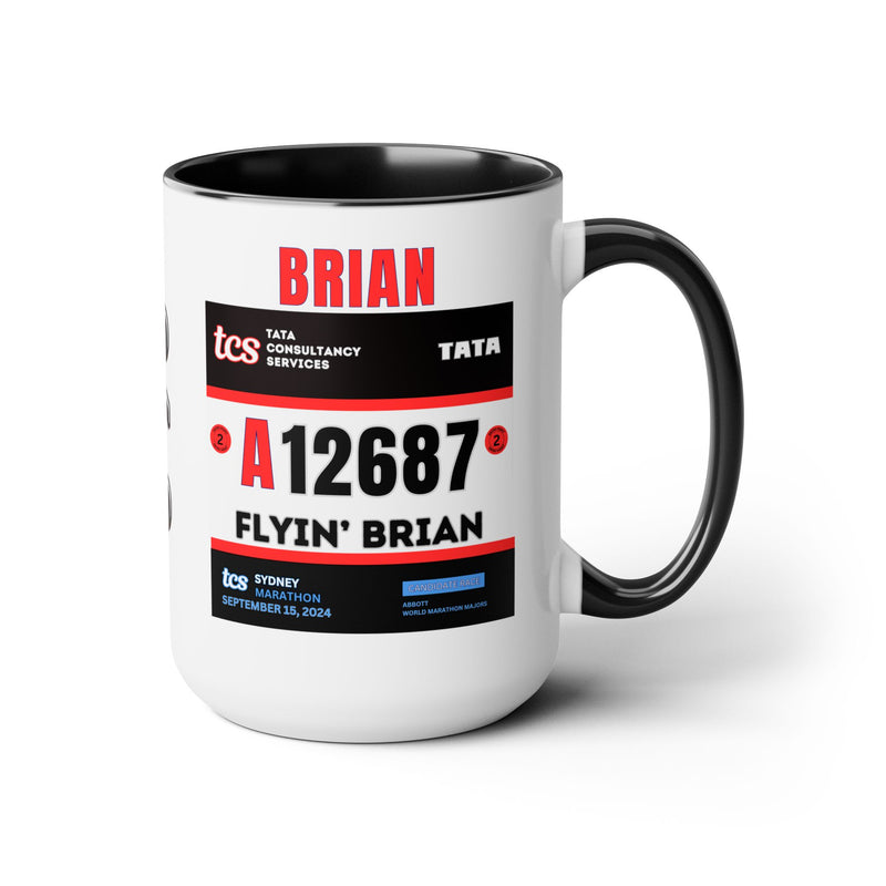 Sydney Bib Cup, Two-Tone Coffee Mugs, 15oz, Sydney Runner, Gift for Sydney Runner, 2024 Sydney Bib Mug, Black or Red