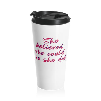 New York Tumbler, She Believed She Could, Stainless Steel Travel Mug, BPA Free, 2024, 2025 New York Runner, Personalized Marathon Mug, 15oz