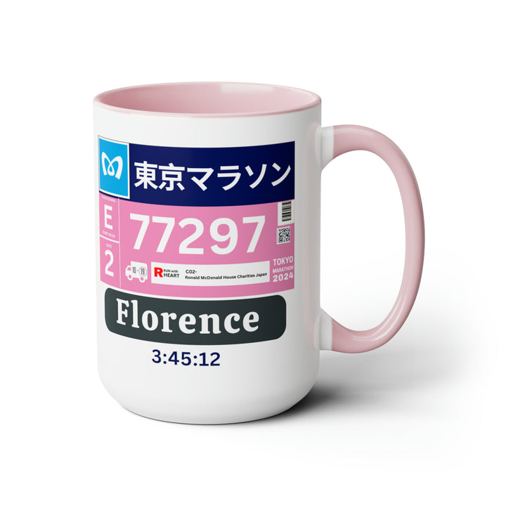 Tokyo Bib Cup, Two-Tone Coffee Mugs, 15oz, Tokyo Runner, Gift for Tokyo Runner, Tokyo Bib Mug, 2024 Major Marathons