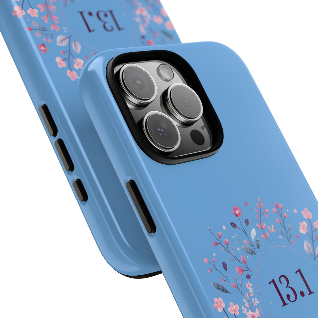 Floral Running Phone Case - Ideal for Runners, 13.1 Gift, Purple Flower Design, Athletic Accessories, Sports Motivational