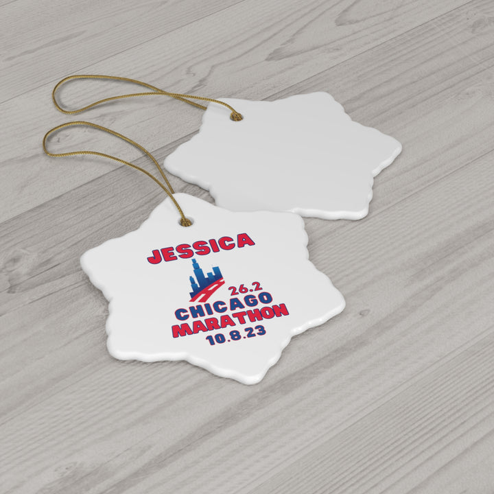 Chicago Ornament, Ceramic Ornament, Custom Chicago Runner Gift, 26.2, Marathon Majors, Personalized Marathon Gift