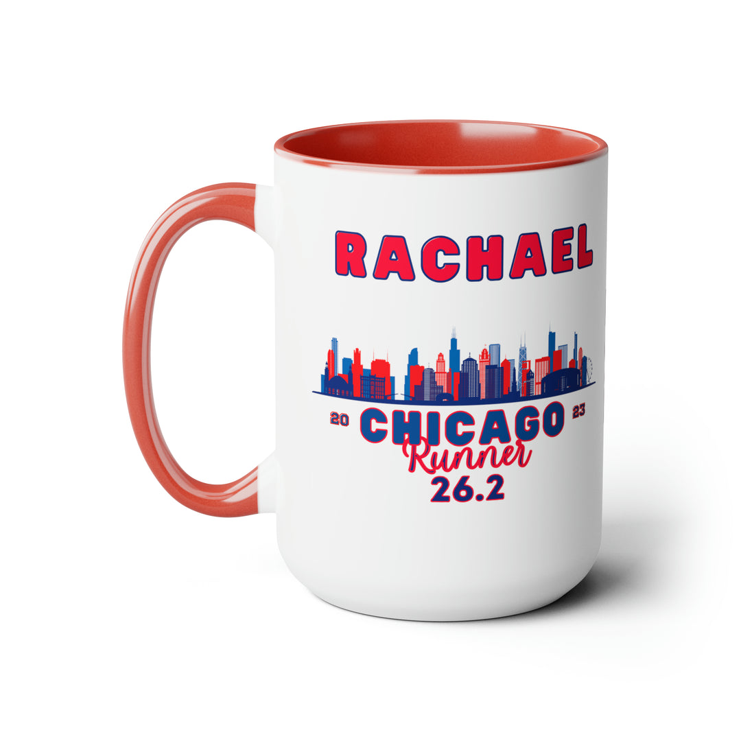 Chicago Bib Cup, 2023 Chicago Runner, Chicago Bib with Skyline, Accent Coffee Mug, 15oz, 26.2, Chicago Cup, Marathon Gift, Personalized Marathon Gift, 2023 Chicago