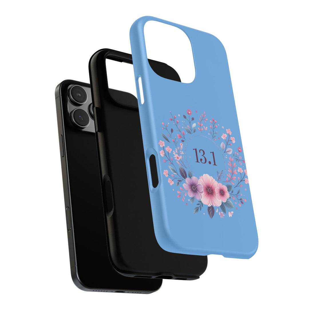 Floral Running Phone Case - Ideal for Runners, 13.1 Gift, Purple Flower Design, Athletic Accessories, Sports Motivational