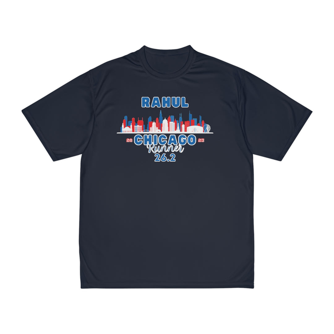 Chicago Race Day Shirt, Chicago Skyline, Men's Performance Tee, Marathon Training, 26.2, Personalize Marathon Shirt, Chicago Athletic Shirt