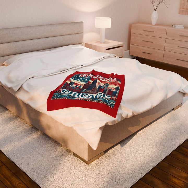 Chicago Velveteen Plush Blanket, Running Gift, Cozy Home Decor, Marathoner Keepsake, Soft Throw for Runners, Chicago Souvenir, 26.2