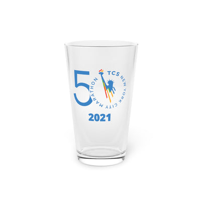 NYC Pint Glass,16oz, Blue, 2021 New York Runner, Gift For New York Runners, NY Marathon Beer Glass, Personalized New York Glass