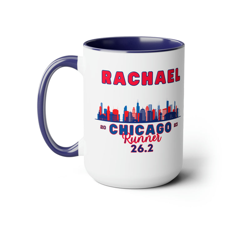 Chicago Bib Cup, 2023 Chicago Runner, Chicago Bib with Skyline, Accent Coffee Mug, 15oz, 26.2, Chicago Cup, Marathon Gift, Personalized Marathon Gift, 2023 Chicago