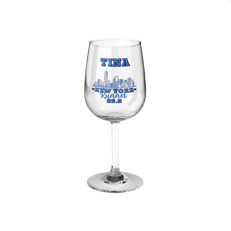 NYC Runner, Wine Glass, 12oz, Gift for New York Runner, Personalized Glass, NY Glass, 26.2, Marathon