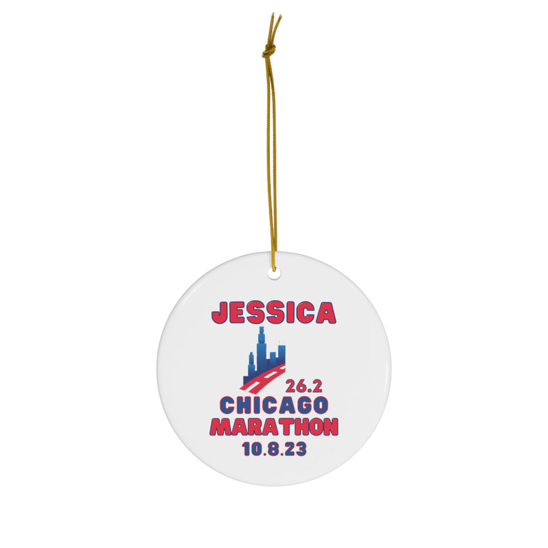 Chicago Ornament, Ceramic Ornament, Custom Chicago Runner Gift, 26.2, Marathon Majors, Personalized Marathon Gift