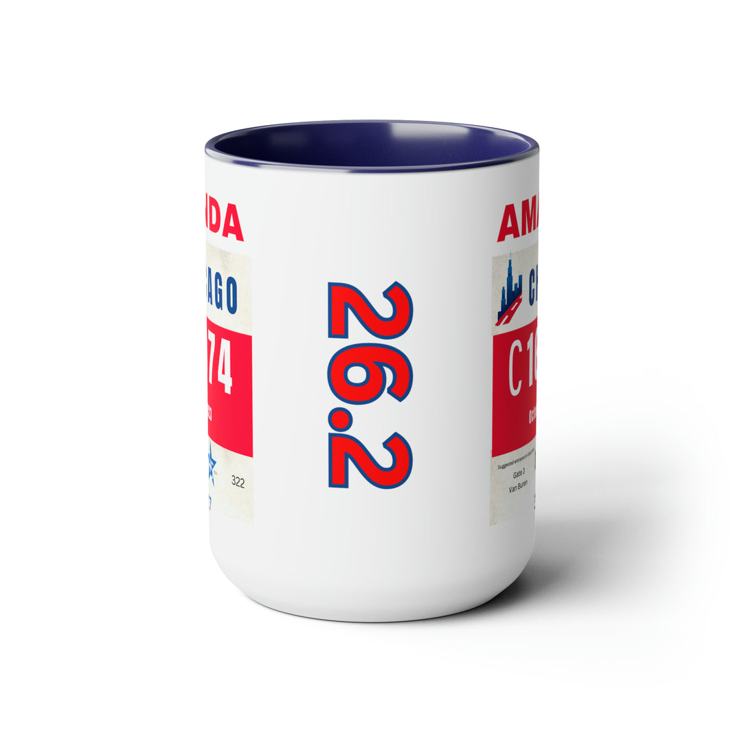 Chicago Bib Cup, Accent Coffee Mug, 15oz, 26.2, Chicago Cup, Marathon Gift, Personalized Marathon Gift, 2023 Chicago