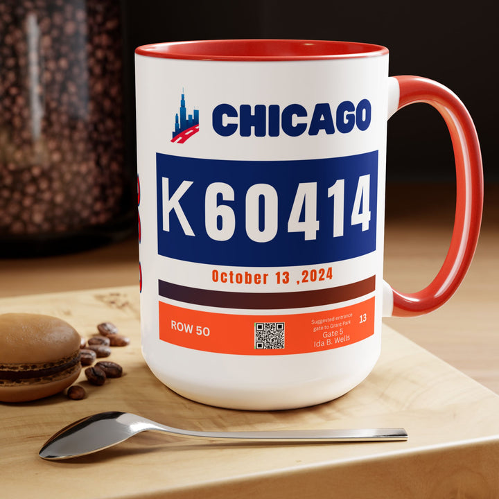 Chicago Bib Cup, Accent Coffee Mug, 15oz, 26.2, Chicago Cup, 2024 Chicago Runner