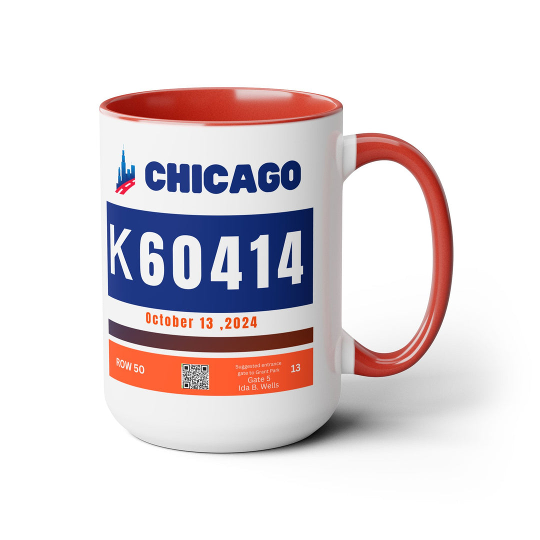 Chicago Bib Cup, Accent Coffee Mug, 15oz, 26.2, Chicago Cup, 2024 Chicago Runner