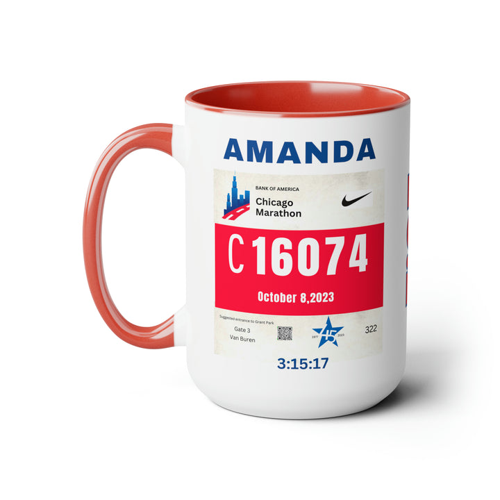 Chicago Bib Cup, Accent Coffee Mug, 15oz, 26.2, Chicago Cup, Marathon Gift, Personalized Marathon Gift, 2023 Chicago