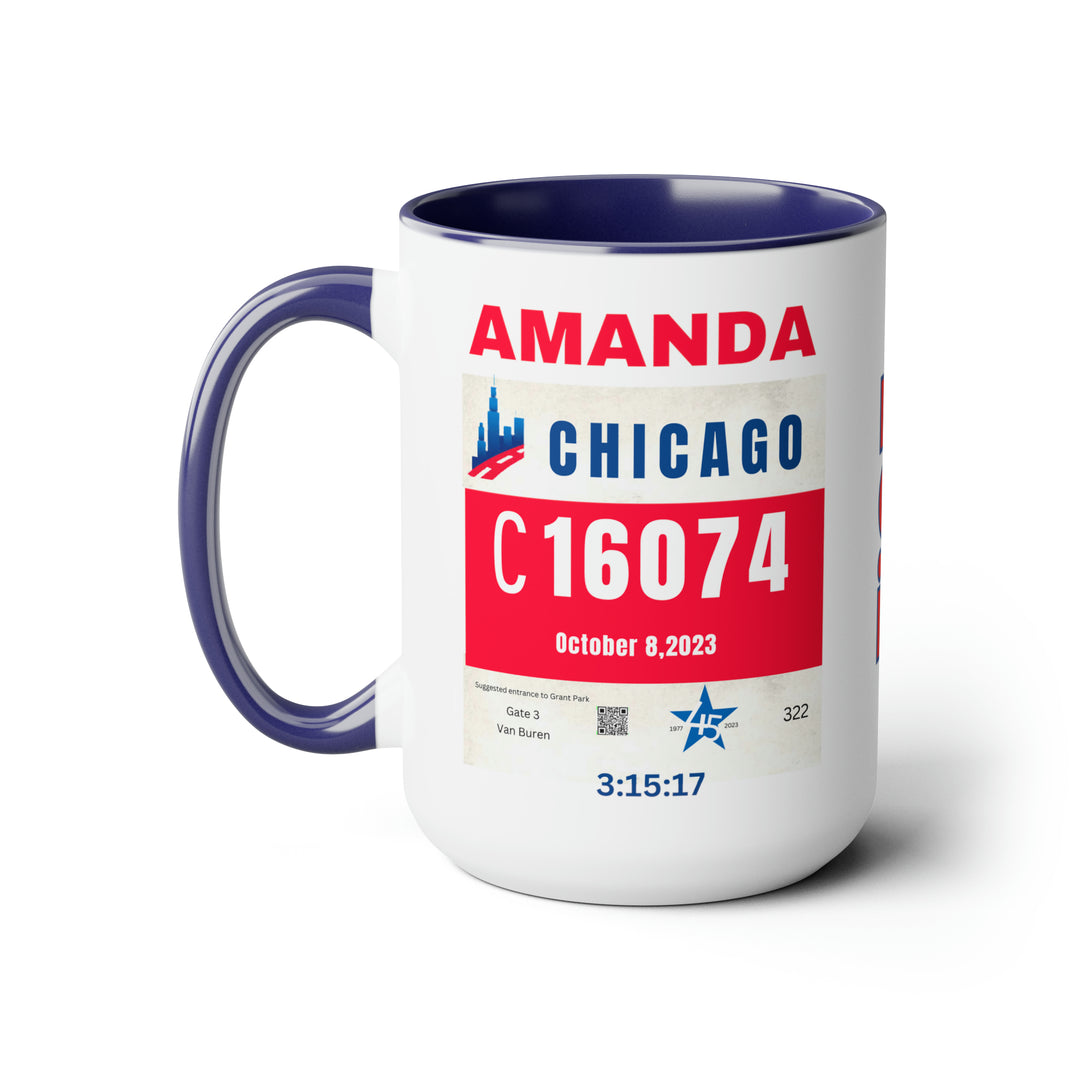 Chicago Bib Cup, Accent Coffee Mug, 15oz, 26.2, Chicago Cup, Marathon Gift, Personalized Marathon Gift, 2023 Chicago