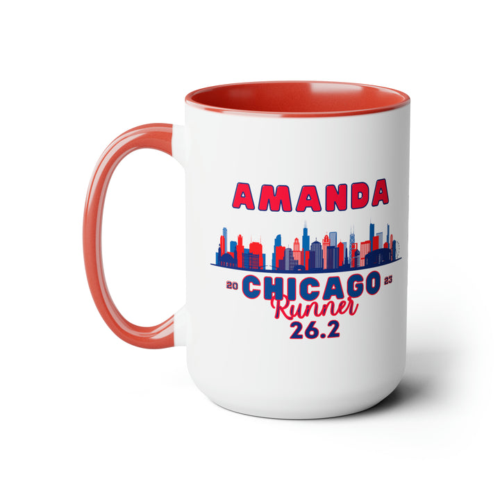 Chicago Bib Cup, Custom Designed Bib Mug, Chicago Runner, Accent Coffee Mug, 15oz, 26.2, Chicago Cup, Marathon Gift, Personalized Marathon Gift, 2023 Chicago