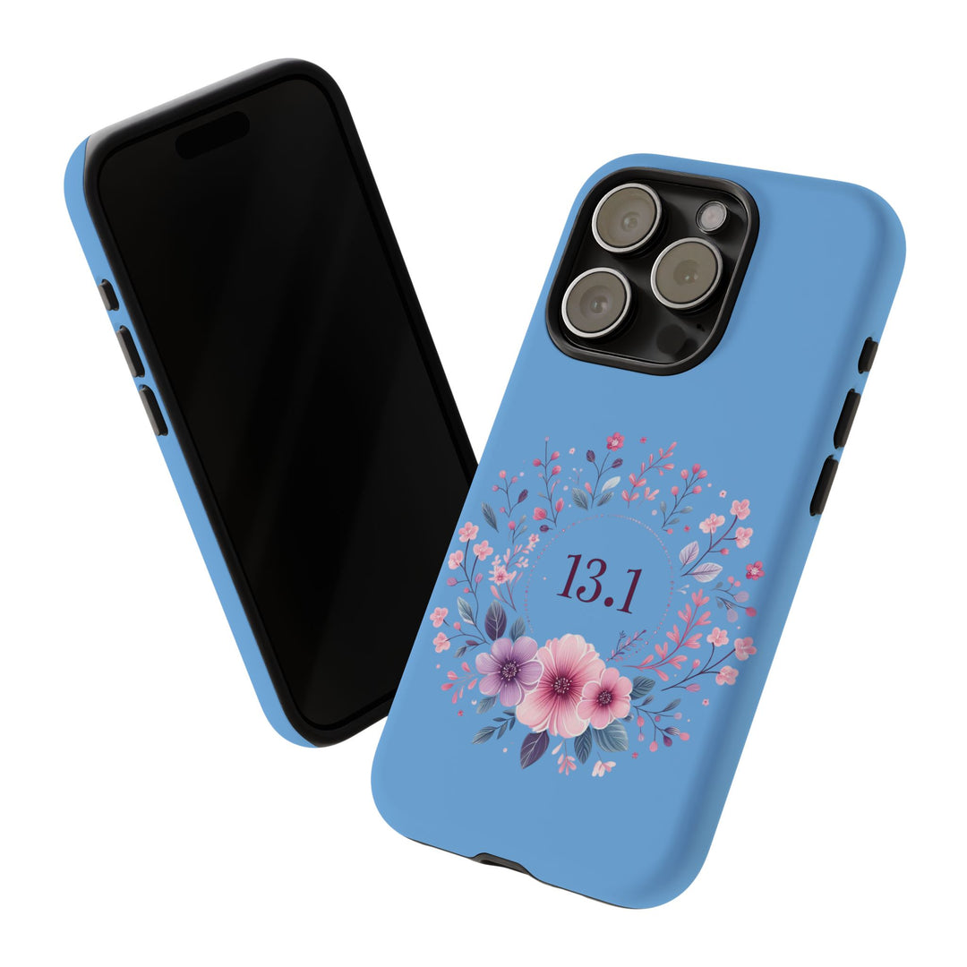 Floral Running Phone Case - Ideal for Runners, 13.1 Gift, Purple Flower Design, Athletic Accessories, Sports Motivational