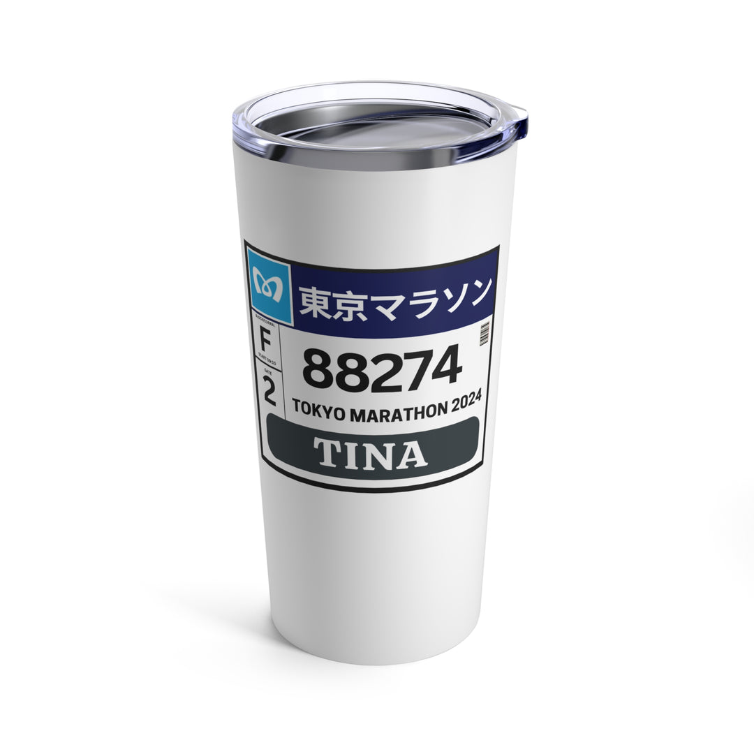 Tokyo Bib Tumbler, Marathon Majors, Tumbler 20oz, Gift for Tokyo Runner, Personalized Tokyo Bib Tumbler