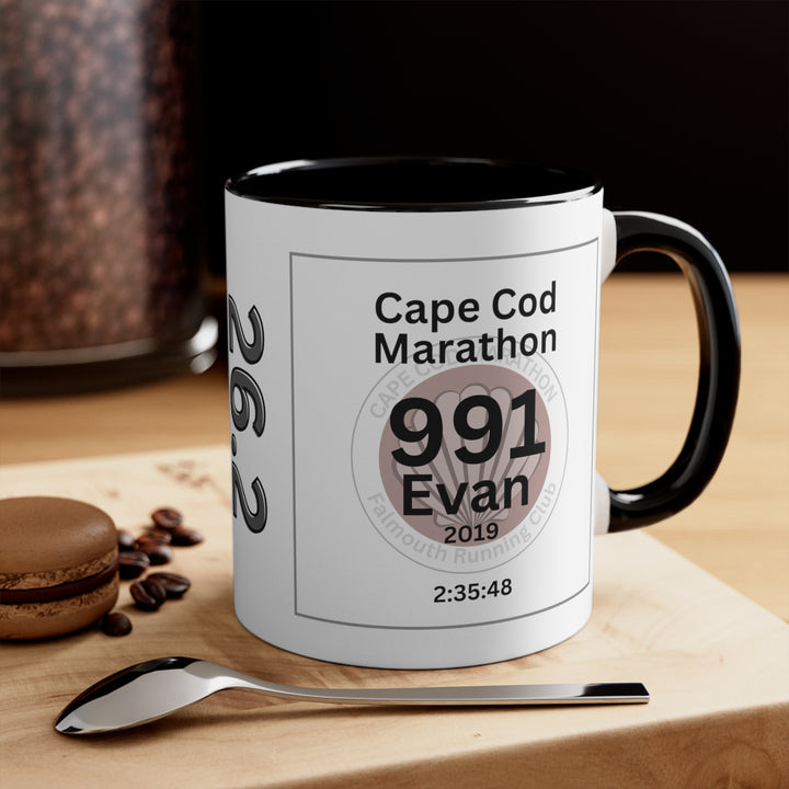 Cape Cod Bib Mug, Two-Tone Coffee Mugs, 11oz, Marathon Runner, Gift for Cape Cod Runner Runner, Bib Cup