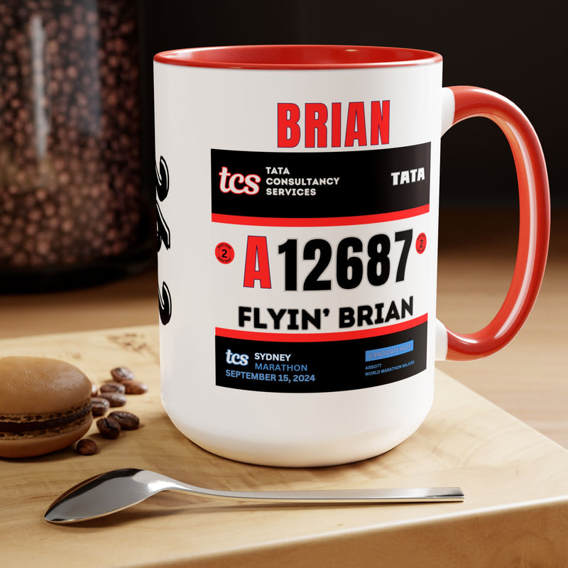 Sydney Bib Cup, Two-Tone Coffee Mugs, 15oz, Sydney Runner, Gift for Sydney Runner, 2024 Sydney Bib Mug, Black or Red