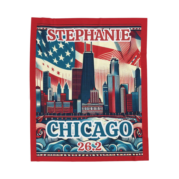 Chicago Velveteen Plush Blanket, Running Gift, Cozy Home Decor, Marathoner Keepsake, Soft Throw for Runners, Chicago Souvenir, 26.2