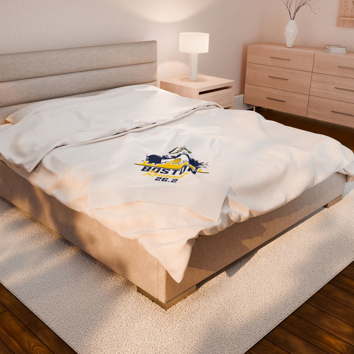Boston Runner, Velveteen Plush Blanket, Marathon Blanket, 26.2, Personalized Marathon Blanket