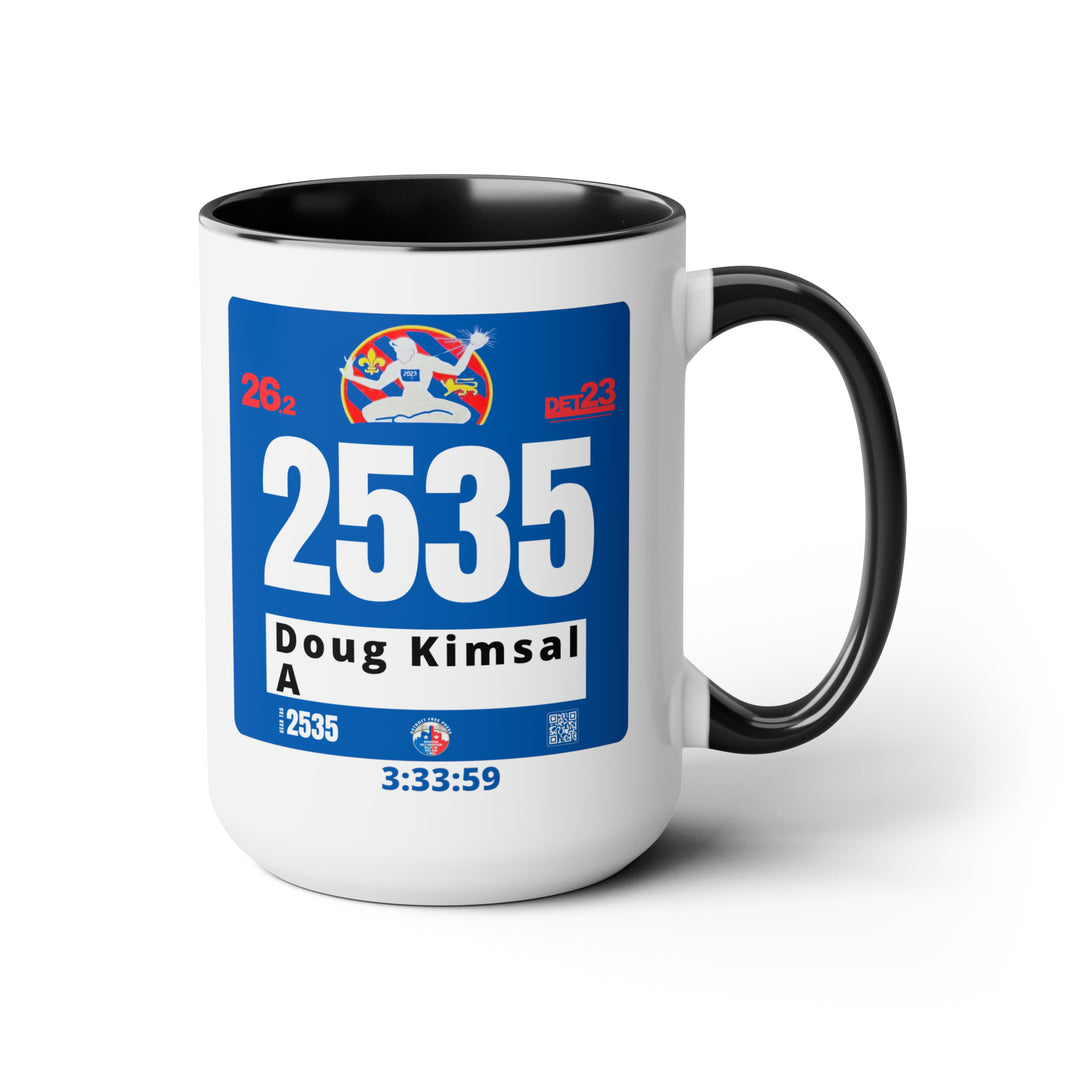 Detroit Bib Mug, 2023 Marathon Custom Bib Cup, Detroit Free Press, Personalize Marathon Bib Cup, 15oz, Marathon Gift