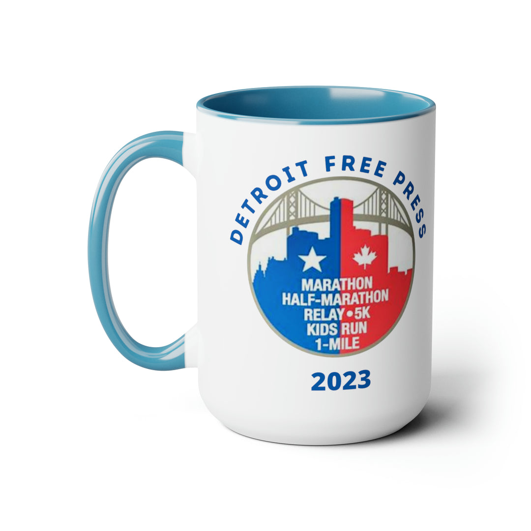 Detroit Bib Mug, 2023 Marathon Custom Bib Cup, Detroit Free Press, Personalize Marathon Bib Cup, 15oz, Marathon Gift