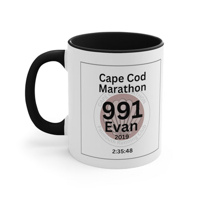 Cape Cod Bib Mug, Two-Tone Coffee Mugs, 11oz, Marathon Runner, Gift for Cape Cod Runner Runner, Bib Cup