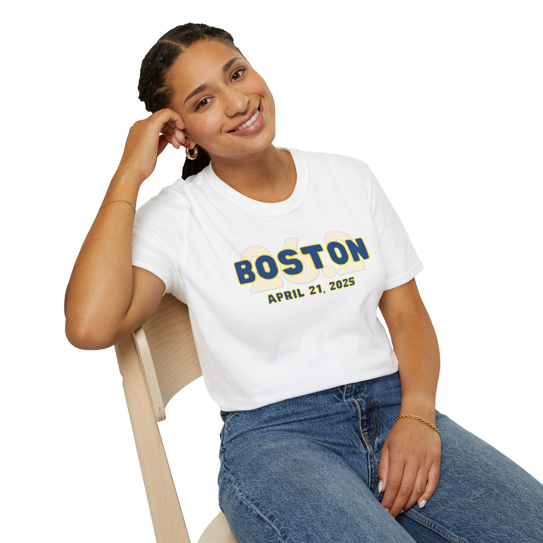 Boston Runner, 26.2, Unisex Softstyle T-Shirt, 2025 Boston, Custom Tee, Marathon Runner Tee