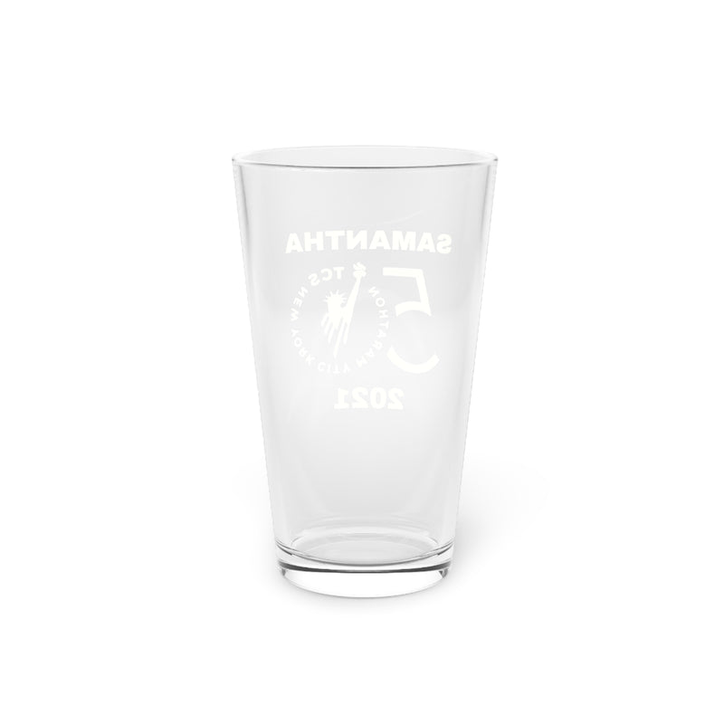 NYC Pint Glass,16oz, 2021 New York Runner, Gift For New York Runners, NY Marathon Beer Glass, Personalized New York Glass