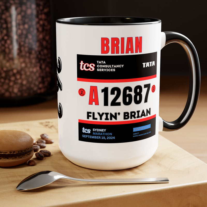 Sydney Bib Cup, Two-Tone Coffee Mugs, 15oz, Sydney Runner, Gift for Sydney Runner, 2024 Sydney Bib Mug, Black or Red