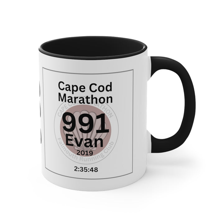 Cape Cod Bib Mug, Two-Tone Coffee Mugs, 11oz, Marathon Runner, Gift for Cape Cod Runner Runner, Bib Cup