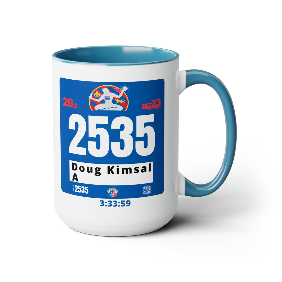 Detroit Bib Mug, 2023 Marathon Custom Bib Cup, Detroit Free Press, Personalize Marathon Bib Cup, 15oz, Marathon Gift