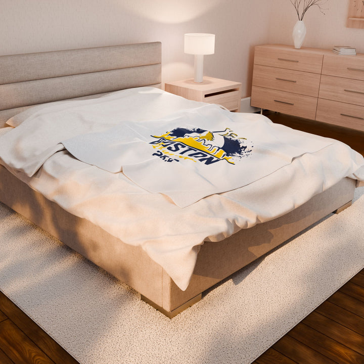 Boston Runner, Velveteen Plush Blanket, Marathon Blanket, 26.2, Personalized Marathon Blanket
