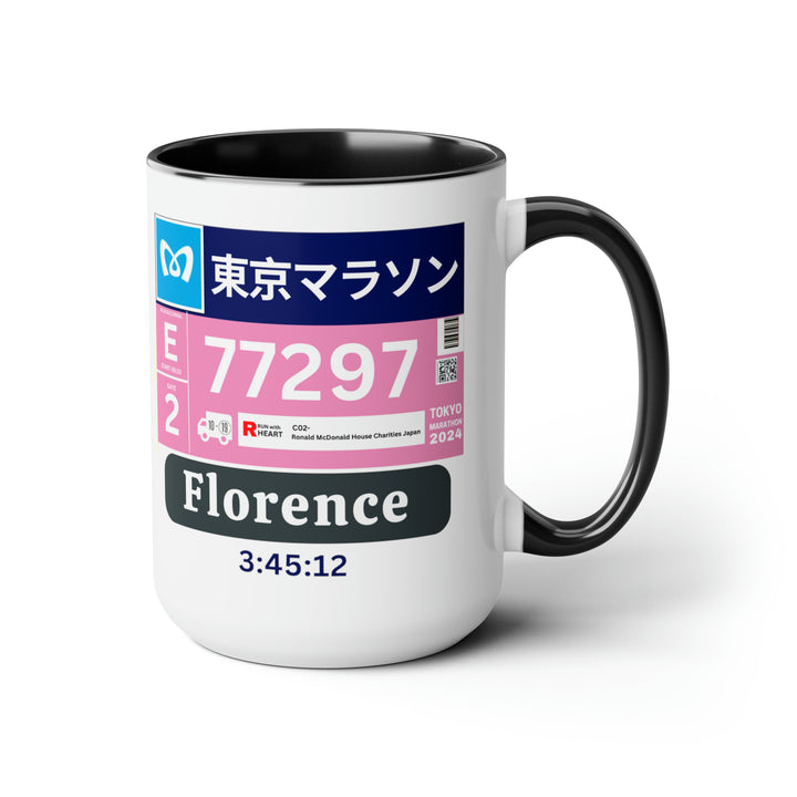 Tokyo Bib Cup, Two-Tone Coffee Mugs, 15oz, Tokyo Runner, Gift for Tokyo Runner, Tokyo Bib Mug, 2024 Major Marathons