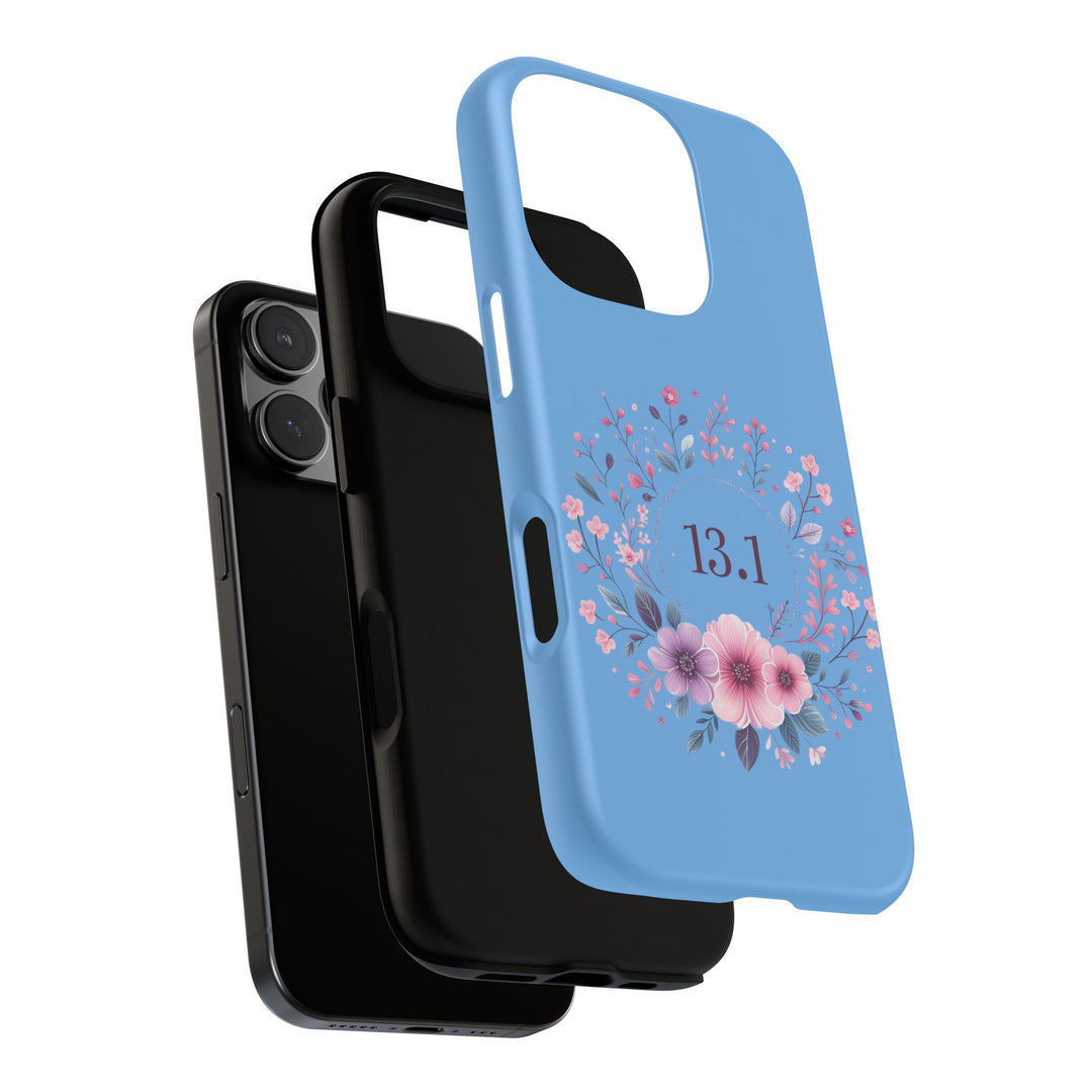 Floral Running Phone Case - Ideal for Runners, 13.1 Gift, Purple Flower Design, Athletic Accessories, Sports Motivational