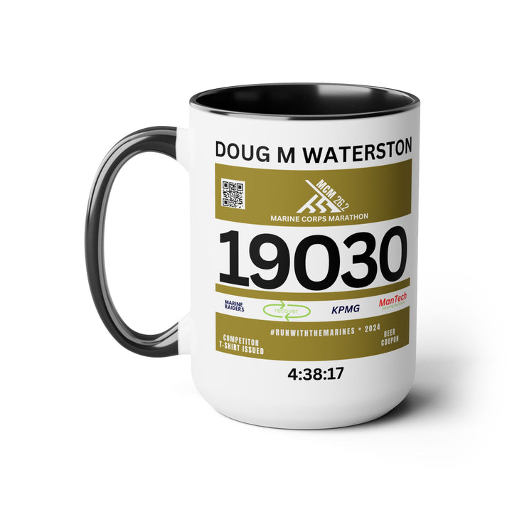 Marine Corps Bib Cup, Custom Marathon Mug, Bib Cup, 15oz, Marine Marathon Gift, Personalized Marathon Gift, 2025