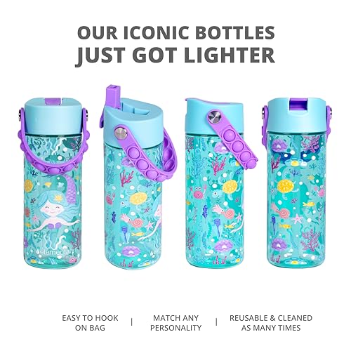 Elemental Leak Proof Water Bottles for Kids - Splash Kids Water Bottle for School with Fun Fidget Pop-it Handle - BPA Free Tritan Plastic Reusable Water Bottle with Straw - Construction - 18oz *As an Amazon Associate, I earn from qualifying purchases