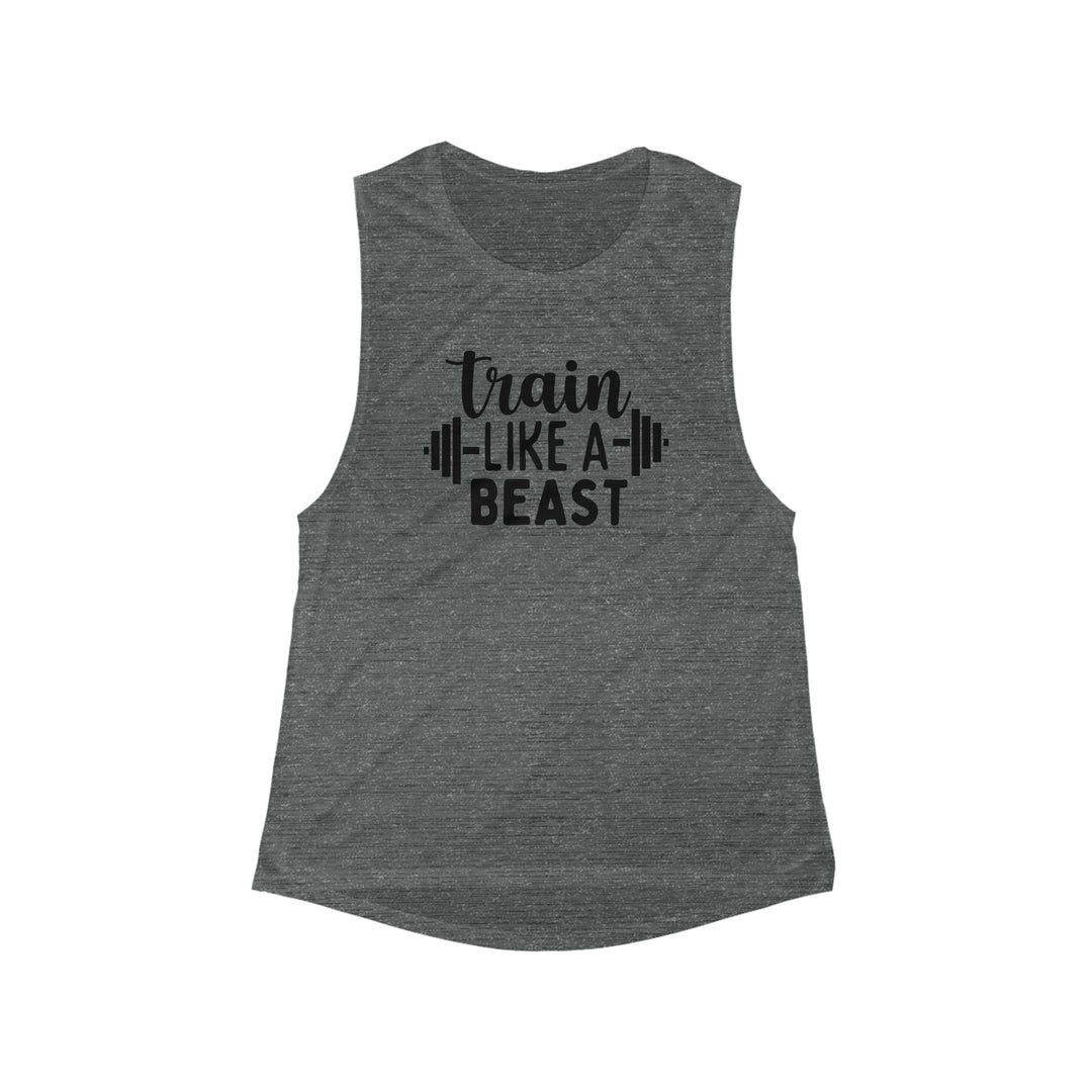 Train like a Beast Tank, Women's Flowy Scoop Muscle Tank, Cute Tank Top