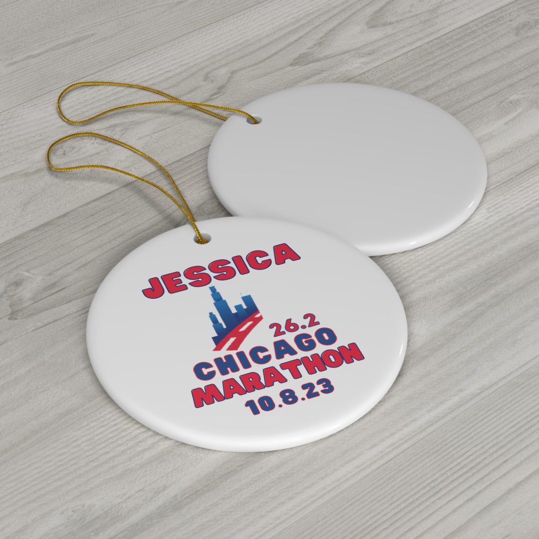 Chicago Ornament, Ceramic Ornament, Custom Chicago Runner Gift, 26.2, Marathon Majors, Personalized Marathon Gift