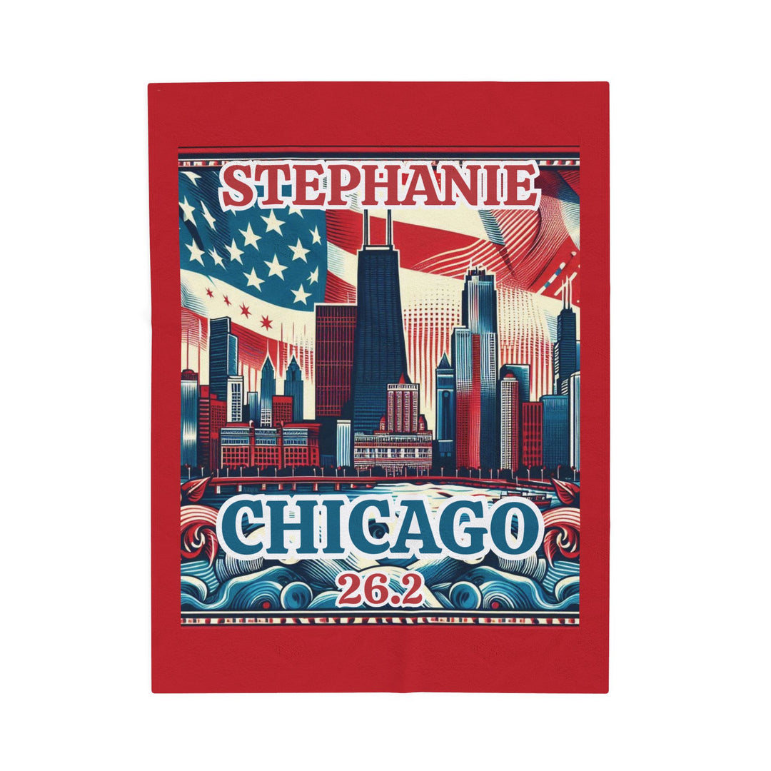 Chicago Velveteen Plush Blanket, Running Gift, Cozy Home Decor, Marathoner Keepsake, Soft Throw for Runners, Chicago Souvenir, 26.2