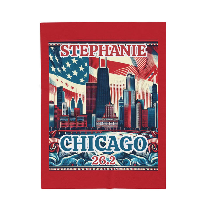 Chicago Velveteen Plush Blanket, Running Gift, Cozy Home Decor, Marathoner Keepsake, Soft Throw for Runners, Chicago Souvenir, 26.2