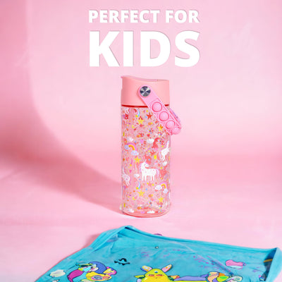 Elemental Leak Proof Water Bottles for Kids - Splash Kids Water Bottle for School with Fun Fidget Pop-it Handle - BPA Free Tritan Plastic Reusable Water Bottle with Straw - Construction - 18oz *As an Amazon Associate, I earn from qualifying purchases