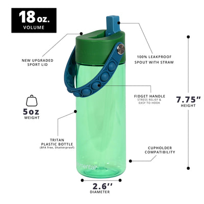 Elemental Leak Proof Water Bottles for Kids - Splash Kids Water Bottle for School with Fun Fidget Pop-it Handle - BPA Free Tritan Plastic Reusable Water Bottle with Straw - Construction - 18oz *As an Amazon Associate, I earn from qualifying purchases