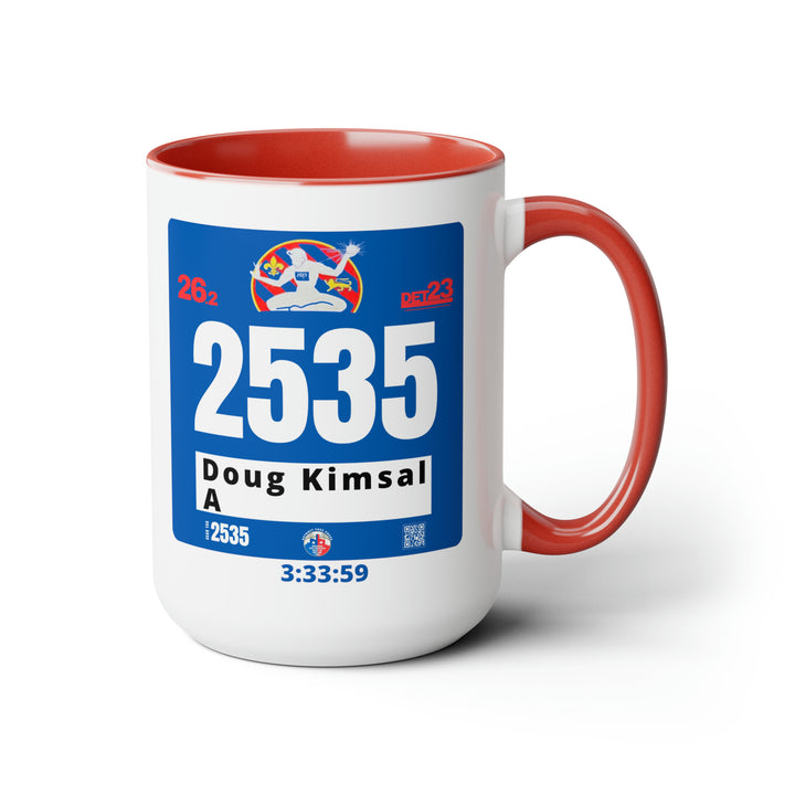 Detroit Bib Mug, 2023 Marathon Custom Bib Cup, Detroit Free Press, Personalize Marathon Bib Cup, 15oz, Marathon Gift