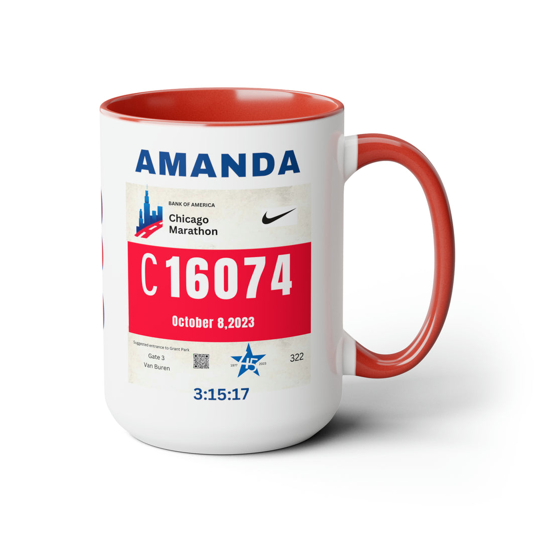 Chicago Bib Cup, Accent Coffee Mug, 15oz, 26.2, Chicago Cup, Marathon Gift, Personalized Marathon Gift, 2023 Chicago